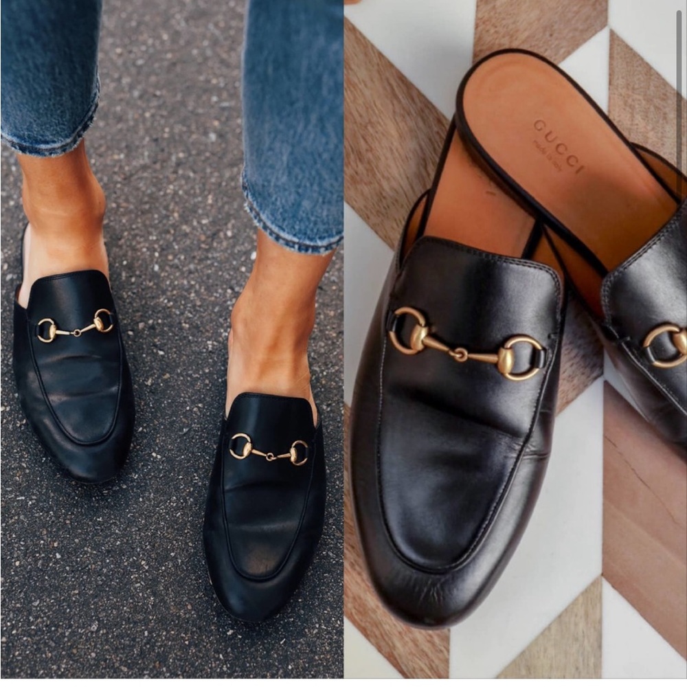 Used Gucci Princetown Horsebit Leather Flat Mules Black